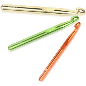 Katech 3PCS Large Crochet Hook Set, 15mm 12mm 10mm Big Huge Crochet Hooks Crochet Needles Aluminum Large Crochet Hooks for Chunky Yarn- Large Crochet Hook- Ergonomic Handle for Arthritic Hands