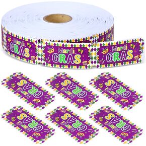 Cholemy 1000 Pcs Mardi Gras Party Favors Carnival Raffle Tickets Roll Numbered Door Drinks Concert Game Tickets for New Orleans Mardi Gras Masquerade Birthday Party Decorations Supplies(Mardi Gras)