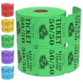ESSENTIAL 500 Double Roll Raffle Tickets, 50/50 Raffle Cards, Entry Form with Name, Address, Phone & Email for Events, Entry, Class Reward & Door Prize - 5 Color Selection (Yellow)