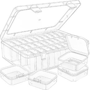 Bead Organizer Box, 31 Pcs Small Clear Plastic Bead Storage Cases, Mini Rectangle Storage Containers,Suitable for making bracelets, DIY jewelry crafts, nails