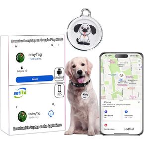 Dog Tracker-Airtag Dog Collar-Android Airtag-GPS Tracker for Dogs-Pet Tracker | Android and iOS Universal | No Charging Required | No Monthly Fee