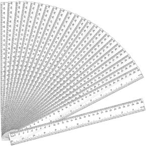 32 Pack Clear Plastic Ruler 12 Inch, Rulers Bulk for Classroom, Transparent Ruler with Centimeters and Inches, Metric Rulers for Kids, Ideal Back to School Office Home Supplies