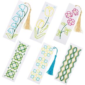 SWATOM DIY Bookmarks Embroidery Kits for Adults Make Your Own Personalized Embroidered Cardstock Bookmark Making Kit for Beginners Classroom Projects