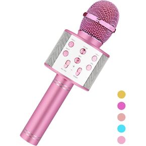 Kids Karaoke Microphone for Singing: Bluetooth Karaoke Microphone Wireless - Perfect Christmas Birthday Gifts for 2 3 4 5 6 7 8 Year Old Girls Toys
