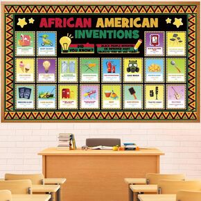 Black History Month Bulletin Board Decorations Set, African American Inventions Posters Black History Famous People Inventors Classroom Decorations for Primary Middle High School Library Office Wall