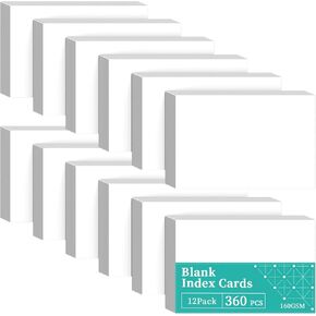 Index Cards 4x6, 360 PCS Flash Cards 4x6 Note Cards, Recipe Cards, Blank Flashcards, Blank Index Cards Notecard, Index Cards Record Cards, Study Cards, Blank Cards for Taking Notes, Reminders