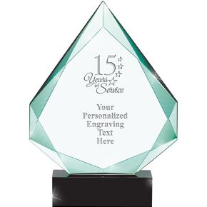 Crown Awards Personalized Crystal Trophy, 9" Engraved Legacy Jade Crystal Award Prime