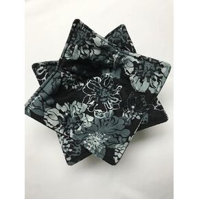 Set of two Black and White Batik Bowl cozies, bowl Holders 162