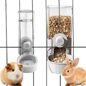 Hanging Cage Automatic Pet Food Water Dispenser, 41oz Hanging Automatic Food Dispenser, 18oz Pet Water Bottle for Cage Crate, Suitable for Kitten Rabbit Chinchilla Hedgehog Ferret