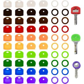 60 Pieces Key Color Covers Plastic Key Color Identifiers 3 Styles 10 Assorted Colors Key Toppers for House Keys Organization Key Identifier Rings