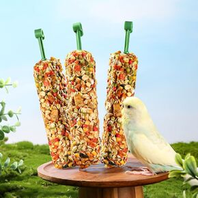 BUCATSTATE Parakeet Treats Sticks Honey Treat Sticks 3 Pack, Natural Cockatiel Treats Vegetable & Grains Flavor Bird Treats for Parrot Budgie Lovebird Finches