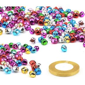 Jingle Bells,100 Pack Large Colorful Craft Bells Christmas Bells Metal Bells DIY Bells Bulk for Christmas Holiday Home Festival Decoration Craft Projects (0.98 Inches)