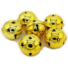LXZ Decorative Round Bells-Metal Jingle Bells للحفلة ، المنزل ، عيد الميلاد ، القطر 1-31/32 في (5 سم) (الذهب ، 6)