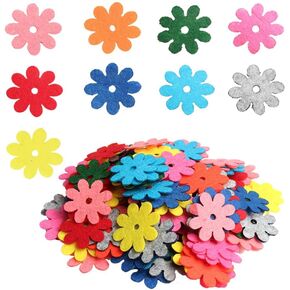 200Pcs Random Mixed Color 35mm Padded Felt Spring Flower Patch Applique Felt Scrapbooking Sticker Crafts Wedding Making DIY