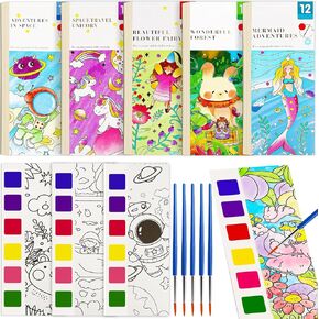 Water Color Paint Sets for Kids Ages 2-4,3-5,4-8,Mess Free Coloring Pocket Watercolor Painting Book Travel Arts and Crafts Creative Gift Easter Basket Stuffers for Toddlers Boys Girls(5pcs)