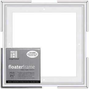 Ampersand Art Supply Floaterframe Readymade Frame for Flat and 1 1/2" Deep Wood Panel and Canvas Artwork, Paintings, Prints, and More, 10"x10", White Thin