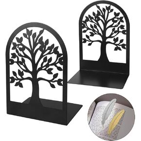 Book Ends,Book Ends to Hold Books,Decorative Bookends,Book Holder for Home Decorative,School Or Office,Heavy Metal Bookends. Bookends for Shelves(Black, 2 Pcs) (Tree)