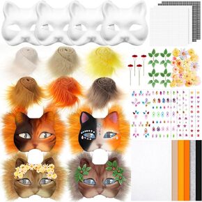 31 Pcs DIY Therian Mask Kit Blank Cat Mask Material Kit Accessories Set for Therian Gear Stuff
