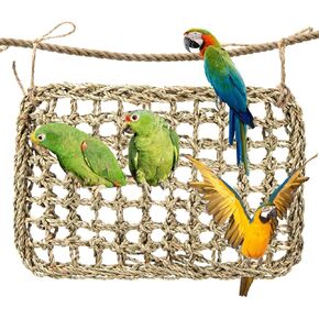 Seagrass Mat for Birds - Bird Toys Seagrass Mats Foraging Activity Play Grass Mat Bird Climbing Wall Seagrass Net Hammock Toy for Medium Parakeets Lovebirds Finch Budgerigars Conure Cockatiel