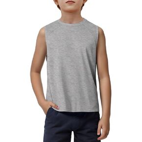 Haloumoning Boys Tank Tops Athletic Sleeveless Crewneck T-Shirts Kids Undershirts 5-14 Years