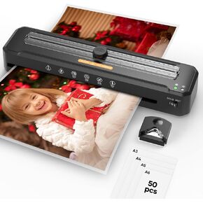Laminator, 13 Inch A3 Thermal Laminator Machine with 50 Laminating Sheets, 11X17 Hot & Cold Personal Lamination Kit with Paper Trimmer & Corner Rounder, for Office Home School, High Speed Never Jam