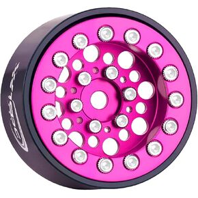 4PCS Deep Dish 1.0Inch Beadlock Wheels Hubs for Axial SCX24 FCX24 TRX4M Redcat Ascent-18 HPI Venture18 Upgrade,Pink