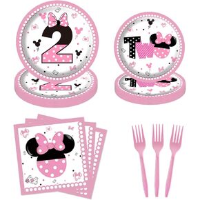 80Pcs Oh Twodles Pink Second Birthday Plates 2nd Party Supplies Decorations for Girl Baby Bday