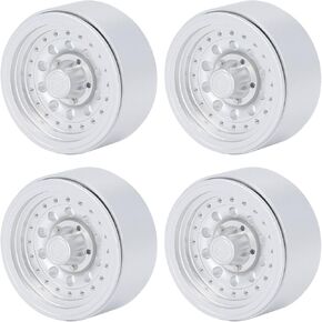 SUNGOOYUE RC Beadlock Wheels, 4PCS 1.9 Inch Aluminum Alloy RC Beadlock Wheels Rim Set for SCX10 I II III (Silver)