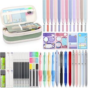 School Essentials Stationery Set, 51 pieces of aesthetic stationery Set, beautiful gift box packaging, gifts for children, students Student essentials(Green)
