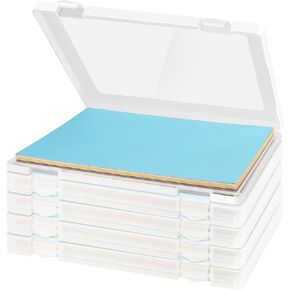A4 File Paper Storage and Organizer Box, Clear Scrapbook Office Document Holder Plastic Storage Container with Hing Lids Portable Project Case for Magazine File and School Supplies