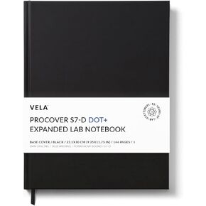 Advanced S7-D Expanded ProCover Lab Notebook, 9.25 x 11.75 in (23.5 x 30 cm), 144 Pages, Black Synthetic Leather, Permanent Bound, 70lb Heavyweight Paper (1-Pack, Dot+)