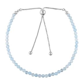 Odrilliongems Natural Blue Aquamarine Gemstones Bracelet Bolo ، حبات صغيرة الأوجه ، شفاء بلورات ، 925 الفضة الاسترليني ، March Birhtstons ، شريط التمرير القابل للتعديل ، المجوهرات النسائية ، هدايا عيد الحب ، 10 "