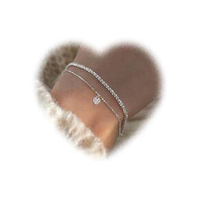 W WEILIRIAN Bohemian Heart Bracelets for Women Heart Chain Bracelet Layered Sparkly Bracelet Adjustable Bracelet Hand Chain Jewelry for Girls Gifts