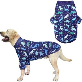 Dog Navy T Shirts with Universe Dinosaur Pattern Printed Pet Shirt Softable Pajamas for Large Dogs (XL, Navy)