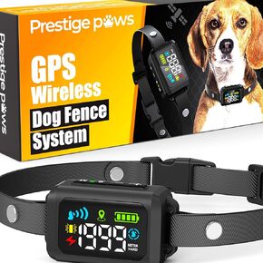 Dog Collar Tracker Fence System, Waterproof Dog Tracker for Safe Outdoor Boundaries, Adjustable Shock Collar for Dogs, Rechargeable and Portable Perimeter Dog Tracking Collar