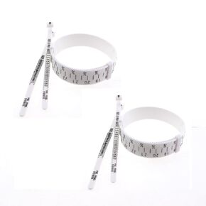 2PCS Eco Friendly Soft Plastic Measuring Rings with Scale Bracelet Measuring Rings Wrist Measuring Rings Meadow Inch Measuring Tape for Ring Bracelet Jewelry Size White