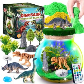 Hollyhi Light Up Terrarium Kit for Kids ، DIY Dinosaur Toys for 3 4 5 6 7 7 8 9 10 11 12 Seends Boys ، Night Dinosaur Terrarium Kit Arts and Crafts for Girls ، Kids Christmas Homidary Higds