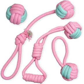 2ME Puppy Rope Toys for Teething and Chewing - Set of 4 Natural Cotton Tug of War Rope for Dogs of All Breeds and Sizes