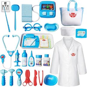 New Doctor kit for Toddlers 3-5,Pretend Play Set – 38 Toy Pieces with Doctor Costume,Sounds & Lights Doctor Role Play Medical Kit for Toddler Kids Boys Girls Age 3+