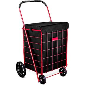 Handy Laundry Shopping Cart Liner, 18" X 15" X 24", Square Bottom, Fits Standard Shopping Cart, Cover and Adjustable Straps for Easy Secure Attachment, Made from Waterproof Material, Black