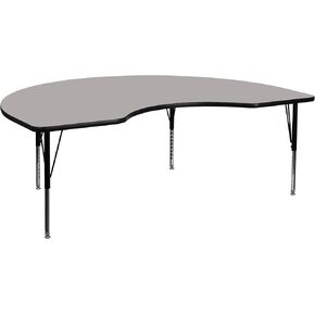Flash Furniture Kidney Shaped Activity Table with Thick High Pressure Laminate Top and Height Adjustable Pre School Legs, 96"D x 48"W x 25.25"H, Gray