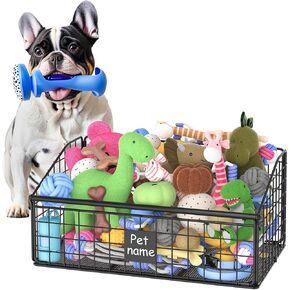 Indestructible Dog Toy basket, Large Toy Box for Dogs,Pet Toy Bin Dog Metal Basket for Toys, Dog Toy Storage, Dog Storage Organizer,Dog Toy Box for Living Room Area (Black)