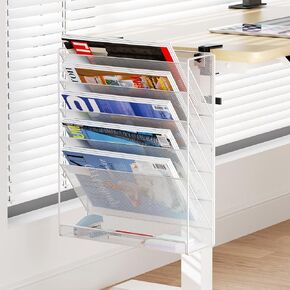 file organizer, TO BE FIXED WITHOUT DRILLING, A4 document holder and office supplies, office storage, wall magazine holder, desk storage bannette, office desk accessories (Gray)