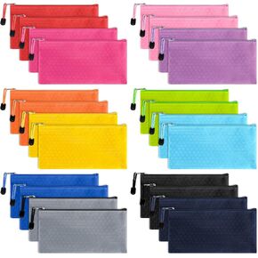 EOOUT 24pcs Pencil Pouch Bulk, Bill Size Zipper Pouches Pencil Case, Waterproof Pencil Bags for Office Supplies, Kids, Travel Accessories Stationery 12 Colors