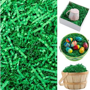 JOYIN 12oz Easter Grass Crinkle Paper Shred，Pure Green Basket Filler Stuffers for Easter Egg Hunt Decor, Party Favors, Gift Bag Decor