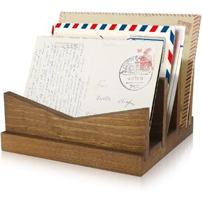 Picowe Desk Mail Organizer Wooden Mail Holder, 3 Slots Letter Holder Organizer Envelope Organizer for Home Office