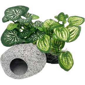 Smoothedo-Pets Aquarium Plants Betta Fish Tank Decorations 4inch/2pcs Soft Silk Artificial Plant Goldfish Waterscape Fish Hides Snake Tank/Reptiles Plants (B-3pcs Set)
