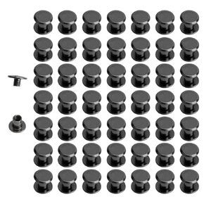MC MEICHUANGU M4x4mm Chicago Screws 50 Sets, Binding Screw Post, Fasteners Rivets Connectors for Scrapbook Leather Belt Purses Photo Albums, Black