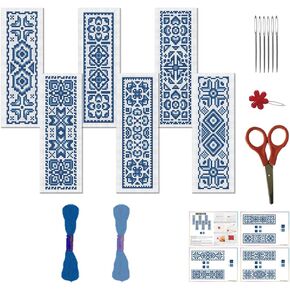 FREEBLOSS 6 Set Bohemian Pattern Cross Stitch Bookmark Kit Stamped Cross Stitch Kits for Beginners DIY Embroidery Bookmarks DIY Bookmark Kit Embroidery Kit for Adults Gift 6 * 20CM