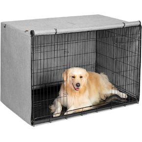 Dog Crate Cover, 600D Oxford Crate Cover for Wire Dog Crate, Ventilated Pet Kennel Cover Fits for 36 Inches Dog Crate, Grey (Cover Only)